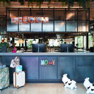 Moxy hotel Amsterdam airport lobby